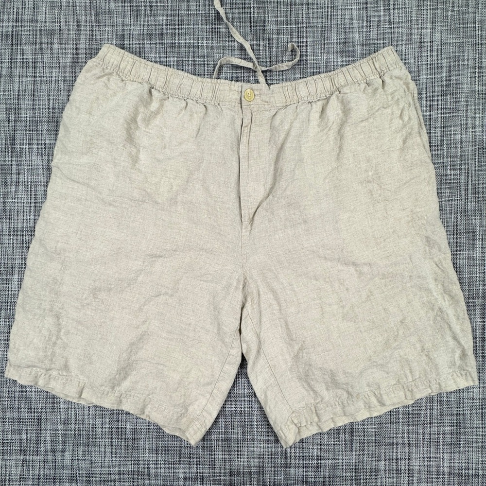 Pusser's West Indies Men's Shorts XXL Beige 100% Linen Drawstring Resort Coastal